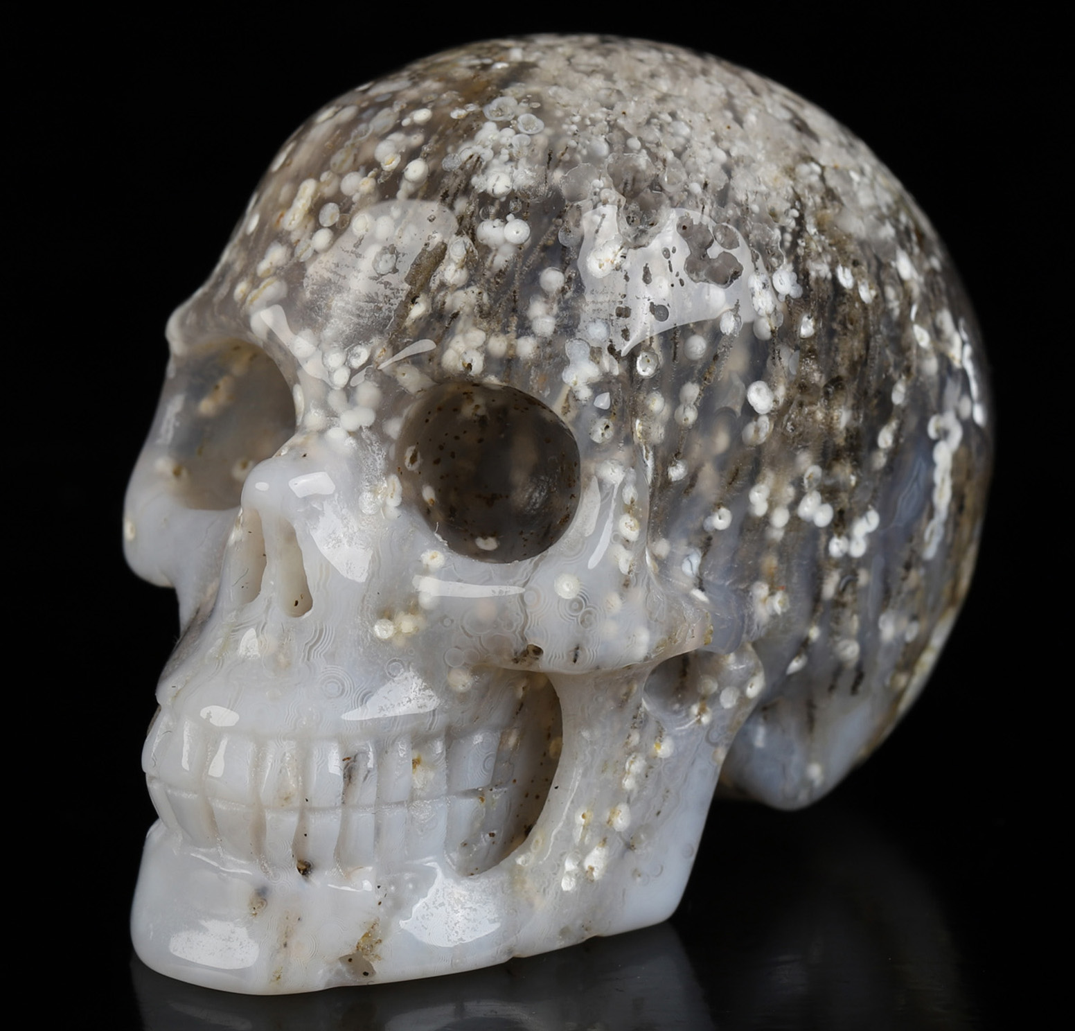 2.0" Sagenitic Agate Hand Carved Crystal Skull, Realistic, Crystal Healing