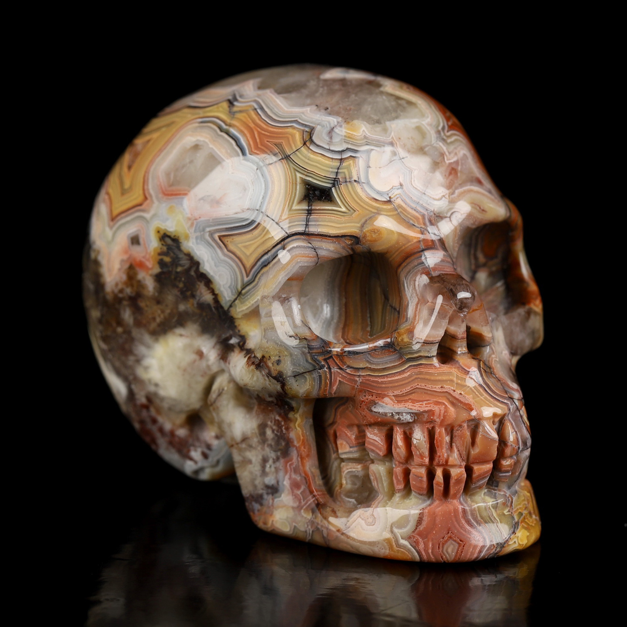 Gemstone 2.0" Red Crazy Lace Agate Hand Carved Crystal Skull, Realistic, Crystal Healing