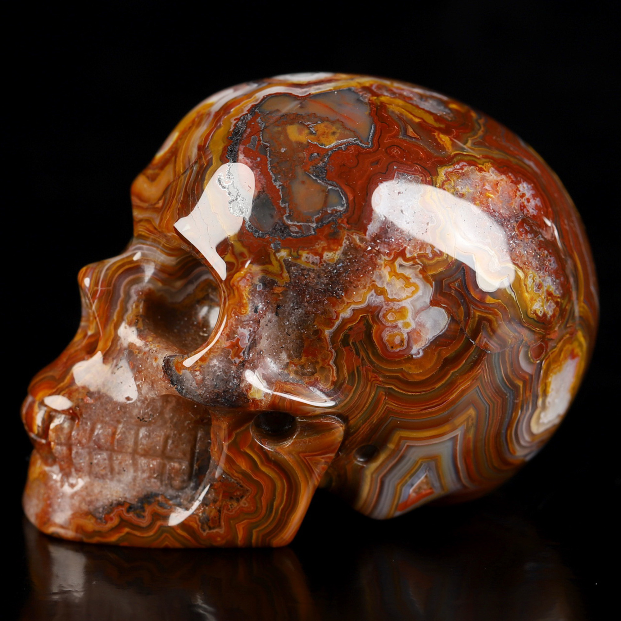 Gemstone 2.0" Red Crazy Lace Agate Hand Carved Crystal Skull, Realistic, Crystal Healing