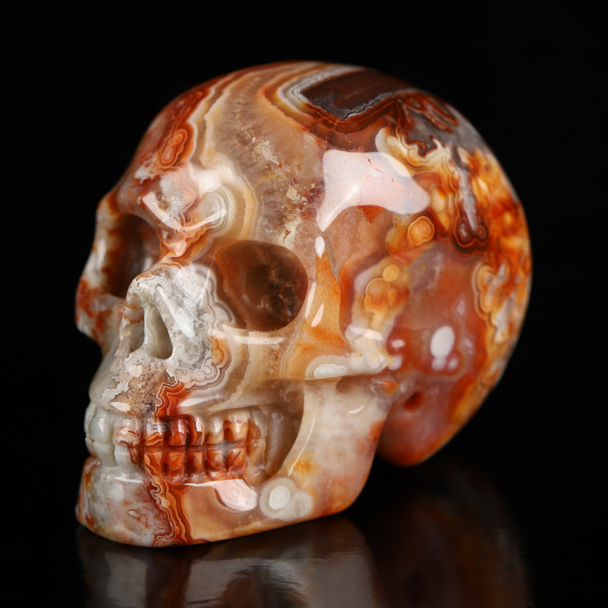 Gemstone 2.0" Red Crazy Lace Agate Hand Carved Crystal Skull, Realistic, Crystal Healing
