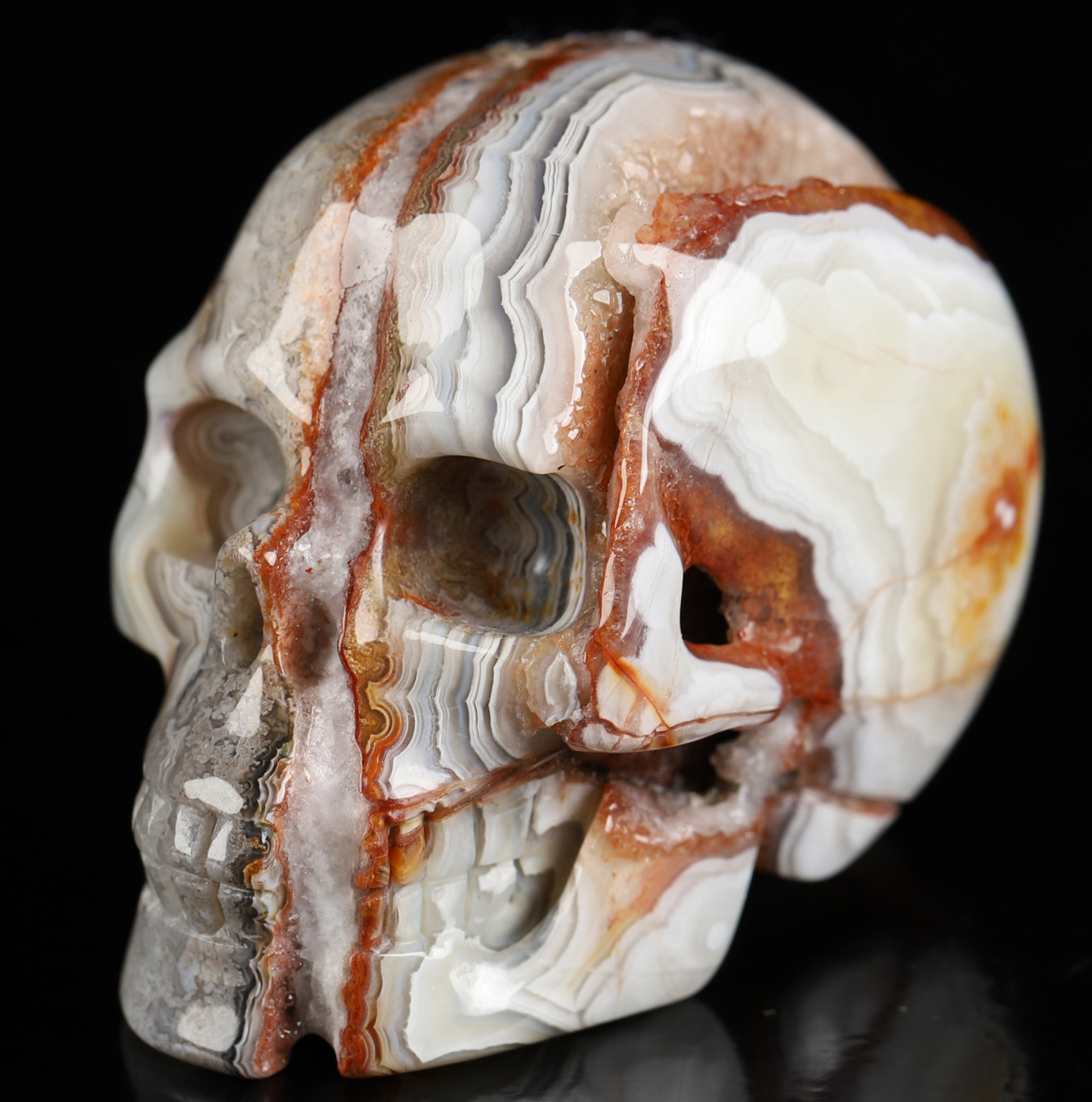 Gemstone 2.0" Red Crazy Lace Agate Hand Carved Crystal Skull, Realistic, Crystal Healing