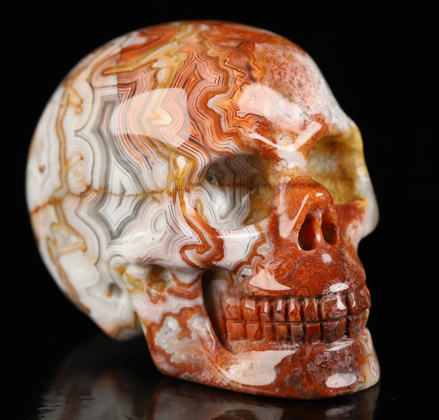 Gemstone 2.0" Red Crazy Lace Agate Hand Carved Crystal Skull, Realistic, Crystal Healing