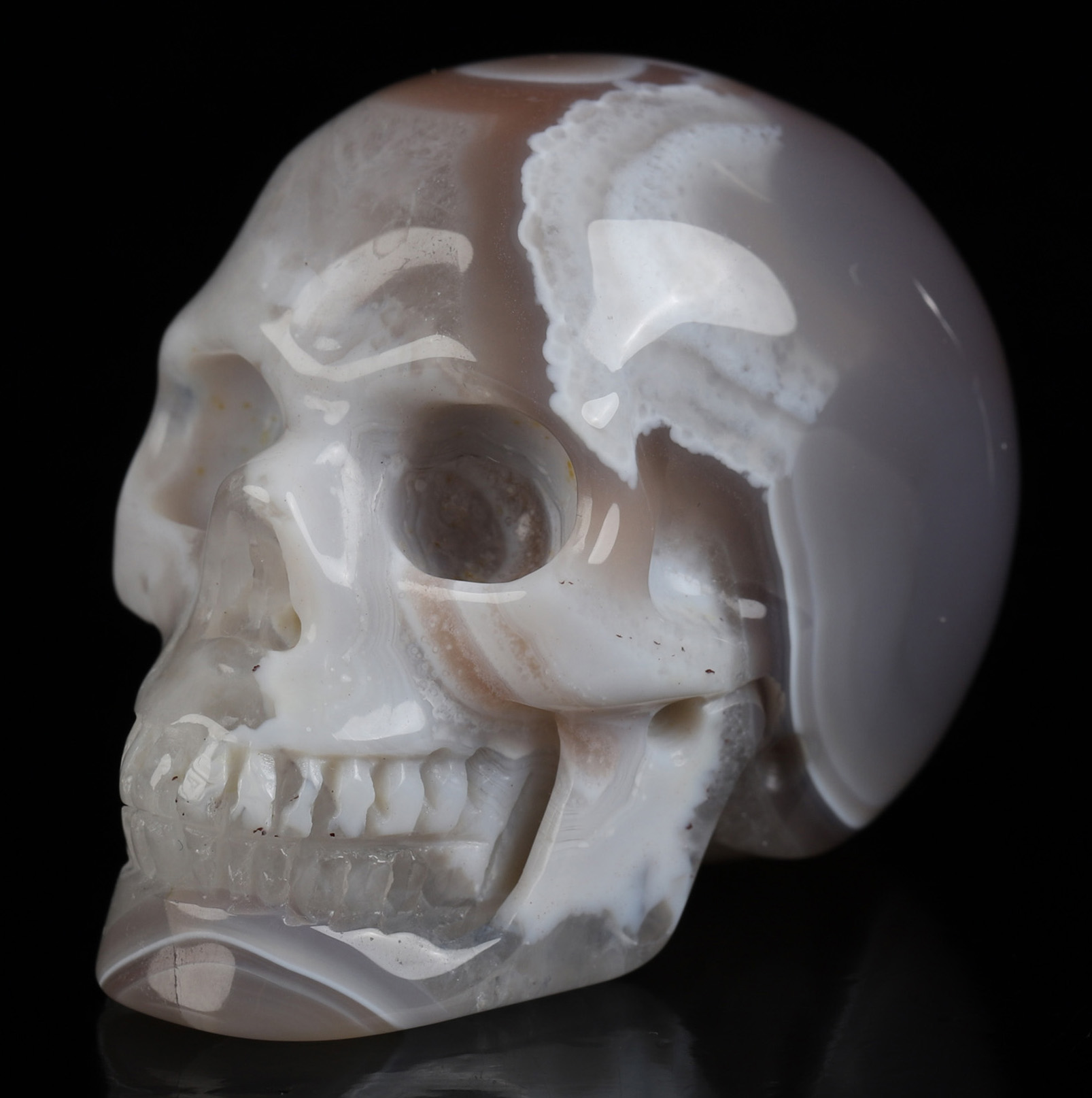 Gemstone 2.0" Mozambique Agate Hand Carved Crystal Skull, Realistic, Crystal Healing