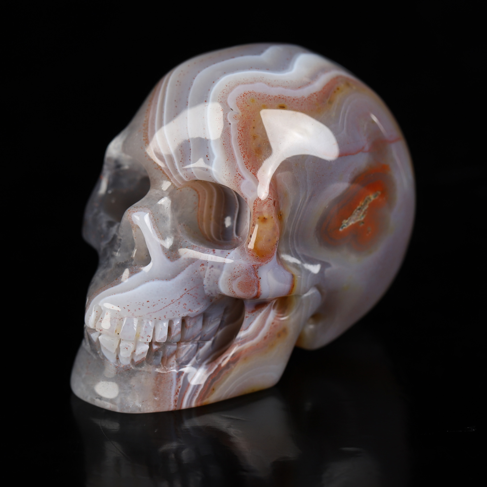 Gemstone 2.0" Mozambique Agate Hand Carved Crystal Skull, Realistic, Crystal Healing