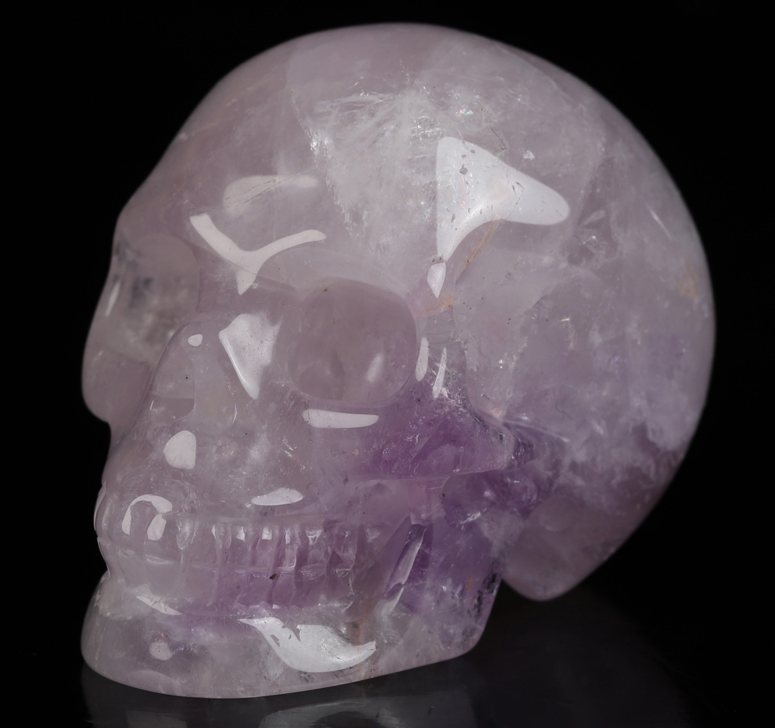 Gemstone 2.0" Amethyst Hand Carved Crystal Skull, Realistic, Crystal Healing