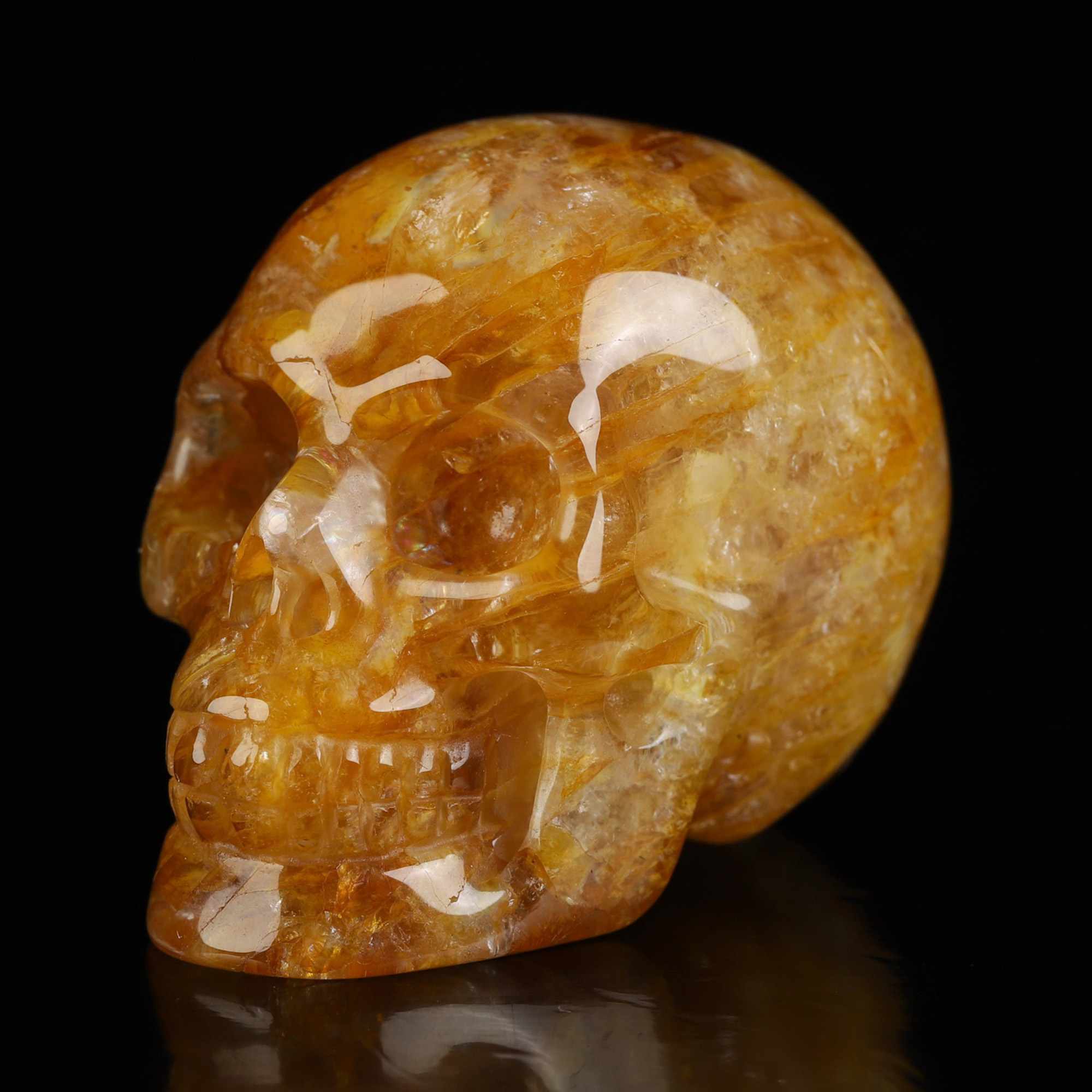 1.9" Golden Healer Quartz Hand Carved Crystal Skull, Realistic, Crystal Healing