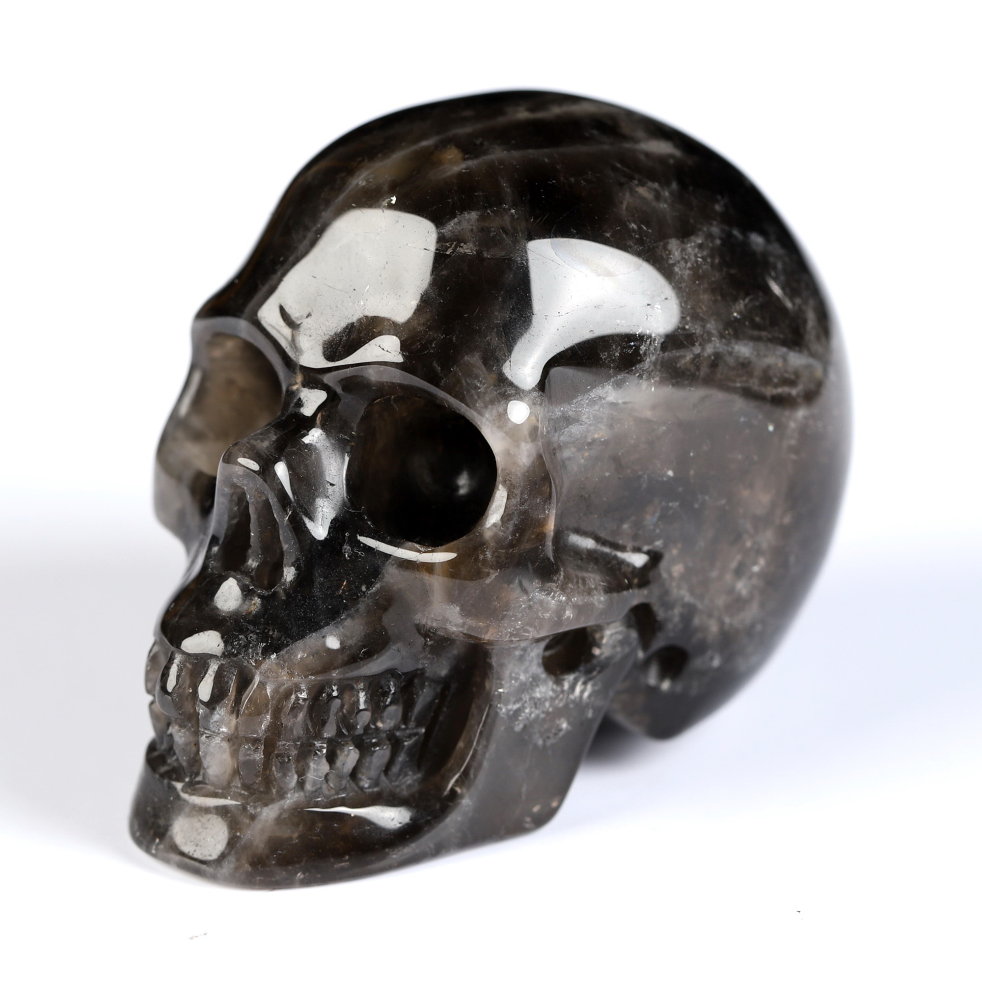 2.0" Black Quartz Hand Carved Crystal Skull, Realistic, Crystal Healing