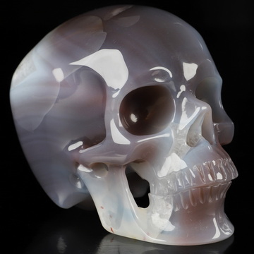 Gemstone 3.5" Mozambique Agate Hand Carved Crystal Skull, Super Realistic, Crystal Healing