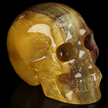3.9" Fluorite Hand Carved Crystal Skull, Realistic, Crystal Healing