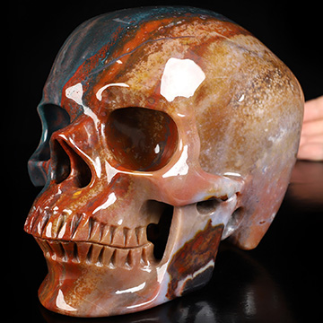 Lifesized 6.9" Bloodstone Hand Carved Crystal Skull, Super Realistic, Crystal Healing Lifesized 6.9" Bloodstone Hand Carved Crystal Skull, Super Realistic, Crystal Healing