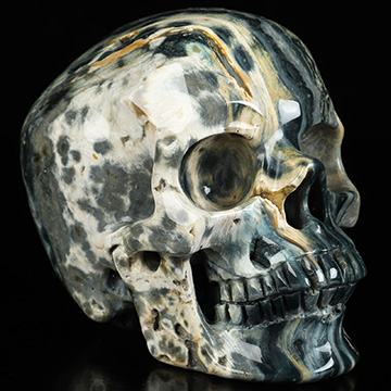 4.7" Ocean Jasper Hand Carved Crystal Skull, Super Realistic, Crystal Healing