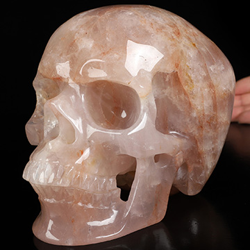 Super Realistic! Lifesized 6.9" Fire Quartz Hand Carved Crystal Skull, Crystal Healing Super Realistic! Lifesized 6.9" Fire Quartz Hand Carved Crystal Skull, Crystal Healing