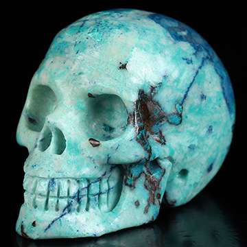 Gemstone 2.0" American Chrysocolla Hand Carved Crystal Skull, Realistic, Crystal Healing
