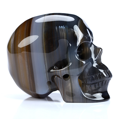 2.0" Premium Brazilian Agate Hand Carved Crystal Skull, Super Realistic, Crystal Healing