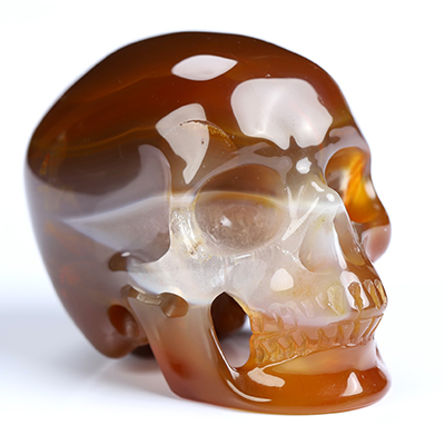 1.8" Premium Brazilian Agate Hand Carved Crystal Skull, Super Realistic, Crystal Healing