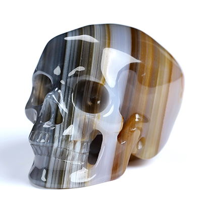 2.0" Premium Brazilian Agate Hand Carved Crystal Skull, Super Realistic, Crystal Healing