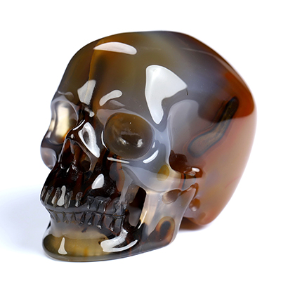 1.8" Premium Brazilian Agate Hand Carved Crystal Skull, Super Realistic, Crystal Healing
