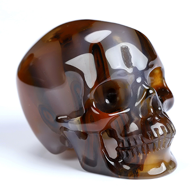 2.0" Premium Brazilian Agate Hand Carved Crystal Skull, Super Realistic, Crystal Healing