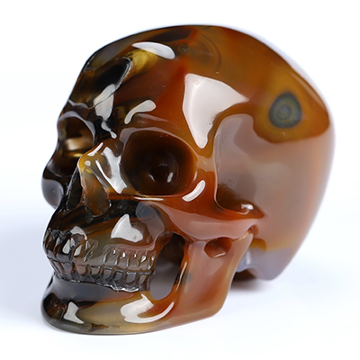 1.8" Premium Brazilian Agate Hand Carved Crystal Skull, Super Realistic, Crystal Healing