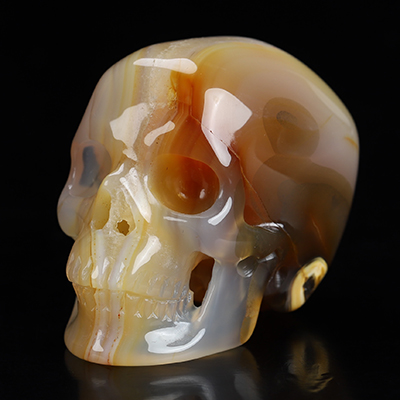1.8" Premium Brazilian Agate Hand Carved Crystal Skull, Super Realistic, Crystal Healing