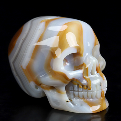 1.9" Premium Brazilian Agate Hand Carved Crystal Skull, Super Realistic, Crystal Healing
