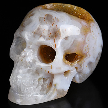 2.0" Premium Brazilian Agate Geode Hand Carved Crystal Skull, Realistic, Crystal Healing