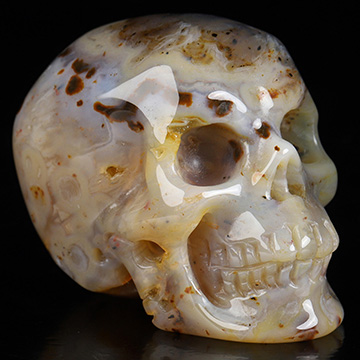2.0" Premium Brazilian Agate Hand Carved Crystal Skull, Super Realistic, Crystal Healing