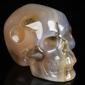 2.0" Premium Brazilian Agate Hand Carved Crystal Skull, Realistic, Crystal Healing