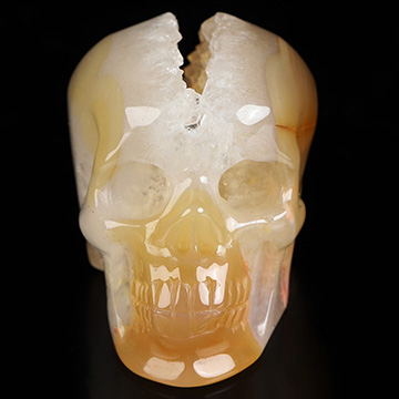 1.9" Premium Brazilian Agate Geode Hand Carved Crystal Skull, Super Realistic, Crystal Healing