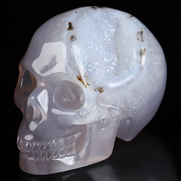 2.0" Agate Geode Hand Carved Crystal Skull, Realistic, Crystal Healing