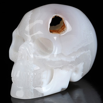 2.0" Agate Geode Hand Carved Crystal Skull, Realistic, Crystal Healing