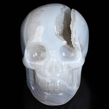2.0" Agate Geode Hand Carved Crystal Skull, Realistic, Crystal Healing