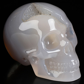 2.0" Agate Geode Hand Carved Crystal Skull, Realistic, Crystal Healing
