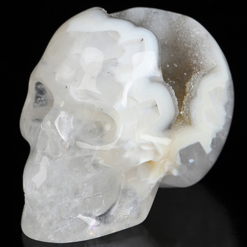 2.0" Agate Geode Hand Carved Crystal Skull, Realistic, Crystal Healing