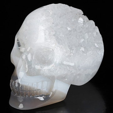 2.0" Agate Geode Hand Carved Crystal Skull, Realistic, Crystal Healing