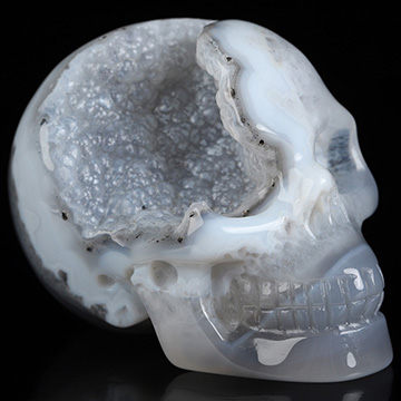 2.0" Agate Geode Hand Carved Crystal Skull, Realistic, Crystal Healing