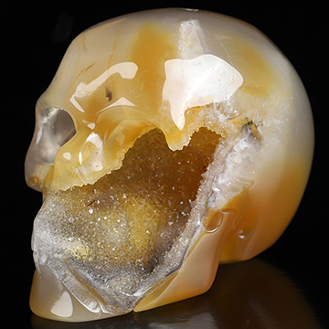 2.0" Agate Geode Hand Carved Crystal Skull, Realistic, Crystal Healing