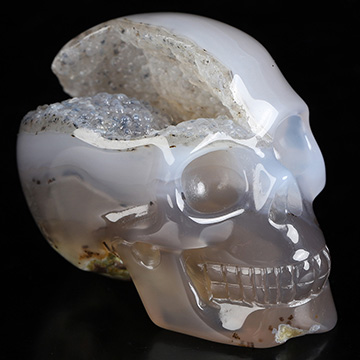 2.0" Agate Geode Hand Carved Crystal Skull, Realistic, Crystal Healing