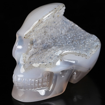 2.0" Agate Geode Hand Carved Crystal Skull, Realistic, Crystal Healing