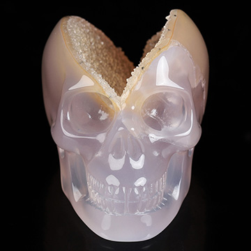 2.0" Agate Geode Hand Carved Crystal Skull, Realistic, Crystal Healing