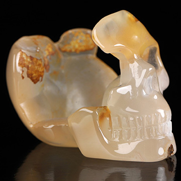2.0" Agate Geode Hand Carved Crystal Skull, Realistic, Crystal Healing