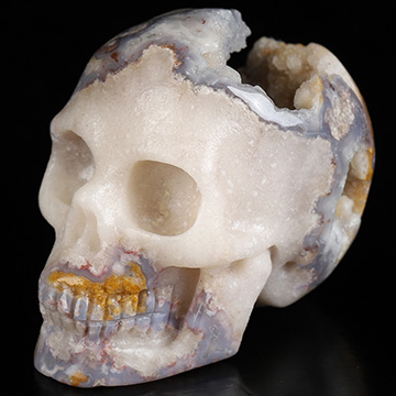 2.0" Blue Sakura Agate Geode Hand Carved Crystal Skull, Realistic, Crystal Healing