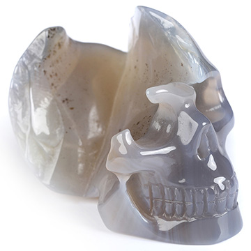 2.0" Agate Geode Hand Carved Crystal Skull, Realistic, Crystal Healing