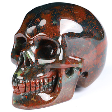 1.9" Bloodstone Hand Carved Crystal Skull, Realistic, Crystal Healing