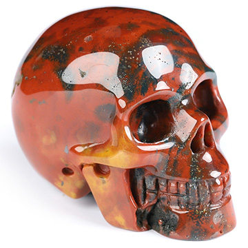 2.0" Bloodstone Hand Carved Crystal Skull, Realistic, Crystal Healing