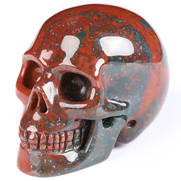 2.0" Bloodstone Hand Carved Crystal Skull, Realistic, Crystal Healing