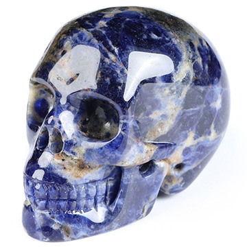 2.0" Sodalite Hand Carved Crystal Skull, Realistic, Crystal Healing