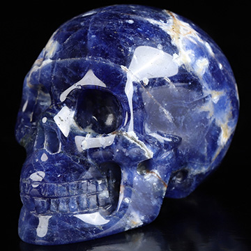 2.0" Sodalite Hand Carved Crystal Skull, Realistic, Crystal Healing