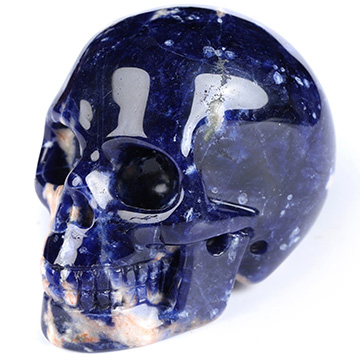 2.0" Sodalite Hand Carved Crystal Skull, Realistic, Crystal Healing