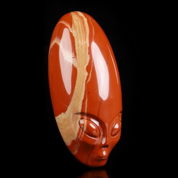 3.0" Red Jasper Hand Carved Alien Crystal Skull Fine Art Sculpture, Crystal Healing